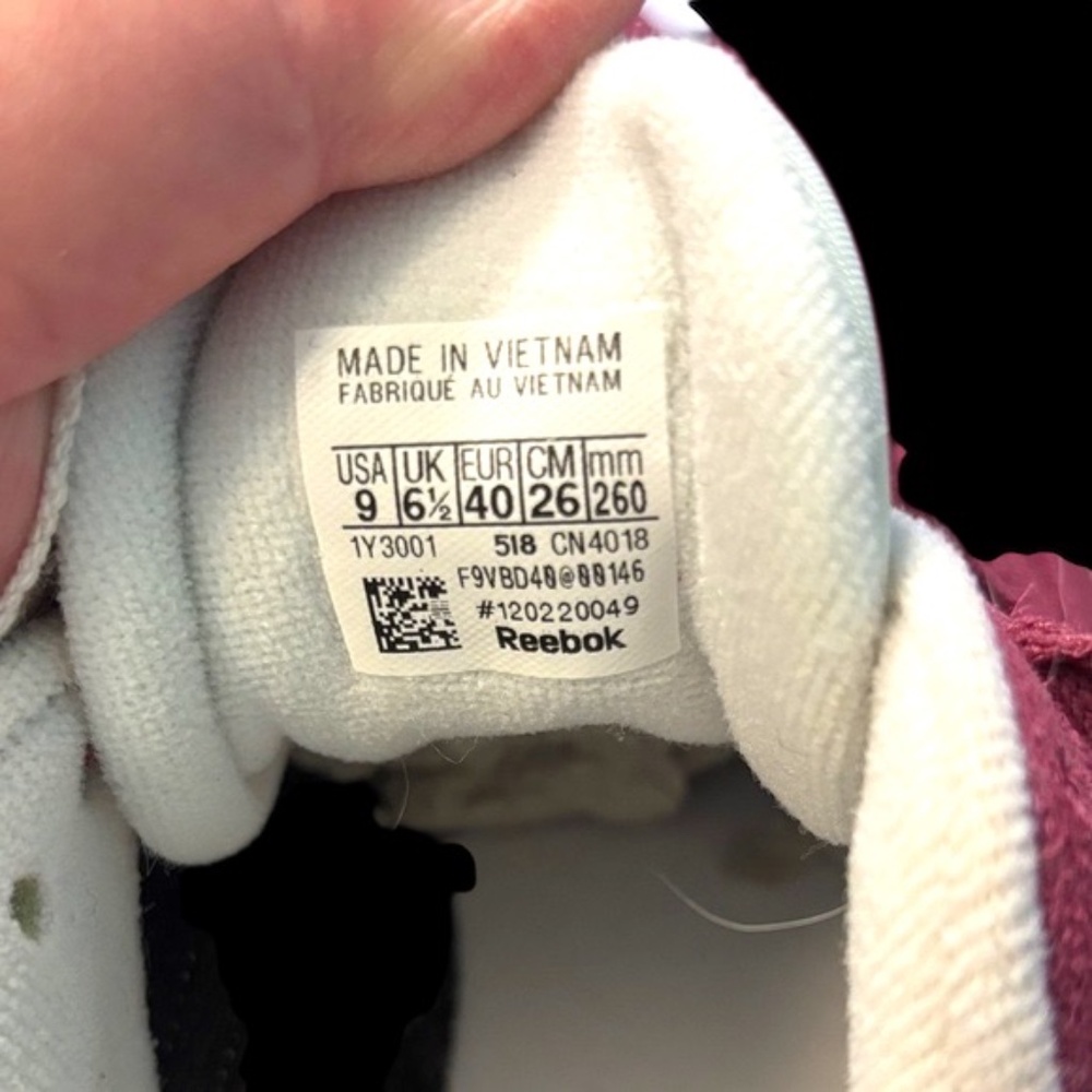 Reebok Classic Nylon Maroon and White (Dark Pink) Sneakers - Picture 2 of 15